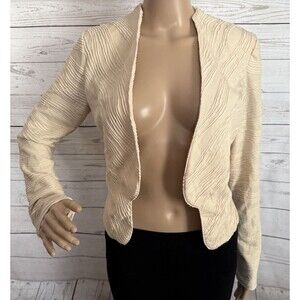 Mossimo Cropped Jacket XS Ivory Beige Cream Textured Open Front Long Sleeve